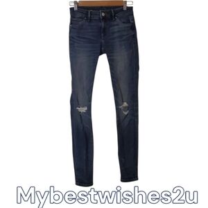 White House Black Market Jeans Women's Size 00 Blue Skinny Jeans Covered Rips